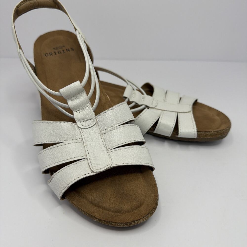 Earth Origins White Strappy Cork Comfort Walking Sandals Size 9 Vaca